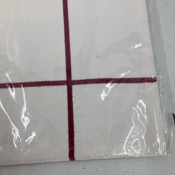The Pampered Chef Set Of 2 White Wine Red Cotton Windowpane Placemats Dinning - Picture 5 of 5